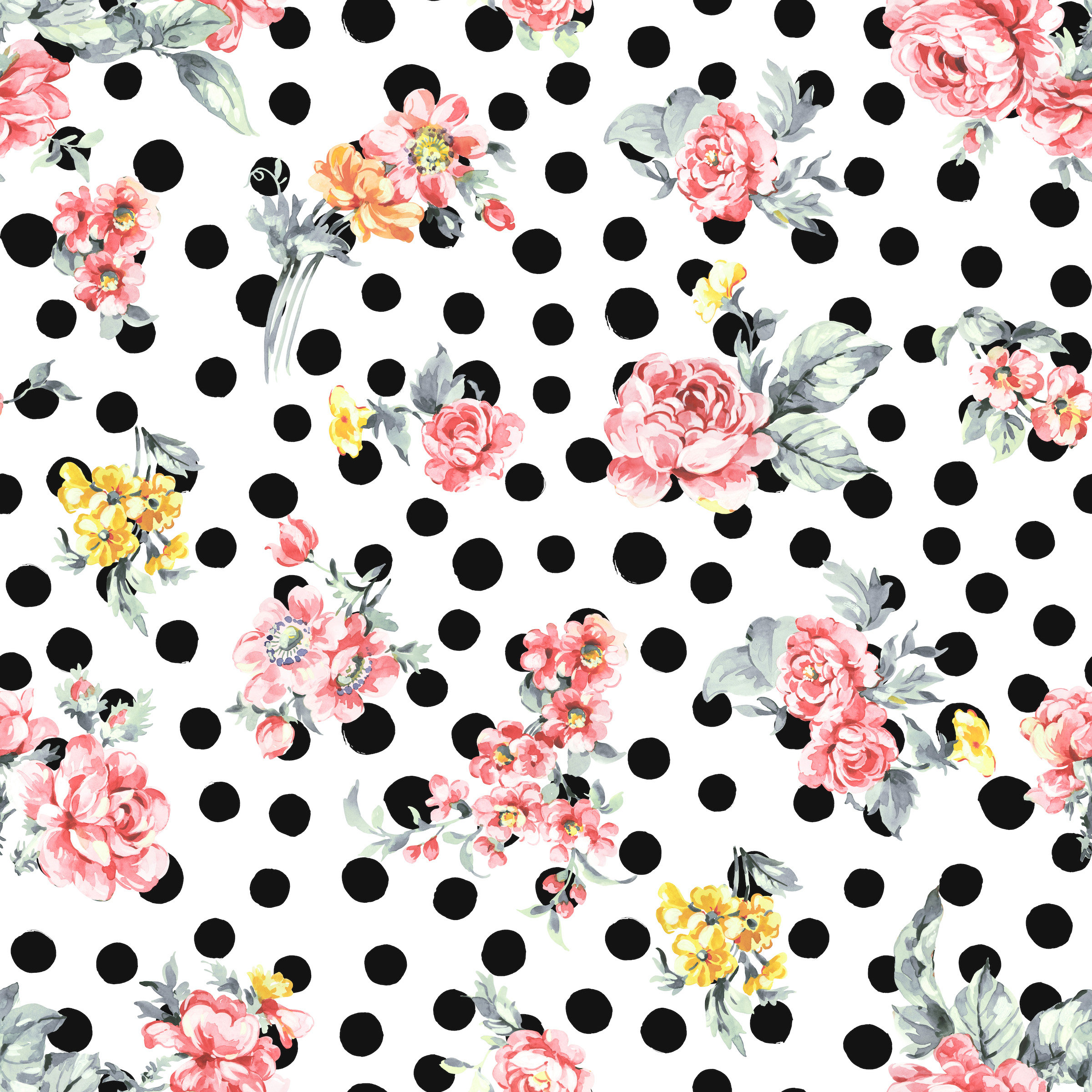 Pink And Black Polka Dot Wallpaper