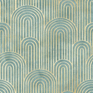 Art Deco wallpaper. A modern and minimalist green or beige with gold accent design that is geometric in pattern. Easily removable self-stick