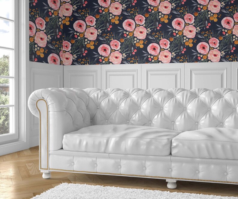 Wallpaper Peel and Stick Fabric Wallpaper Black Pink Etsy