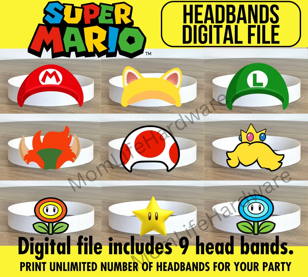 Super Mario Birthday Hats, Mario Luigi Hat, Mario Bro Party Headband Super Mario Birthday Hats, Mario Luigi Hat, Mario Bro Party Headband