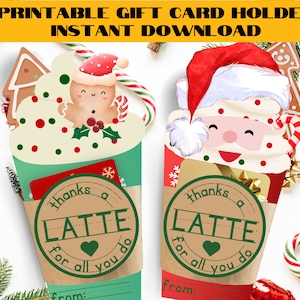 Cartão de presente Starbucks de Natal para impressão para professor, presente para funcionários da escola, Natal para impressão, porta-cartão de presente de feriado, etiqueta de presente para professor