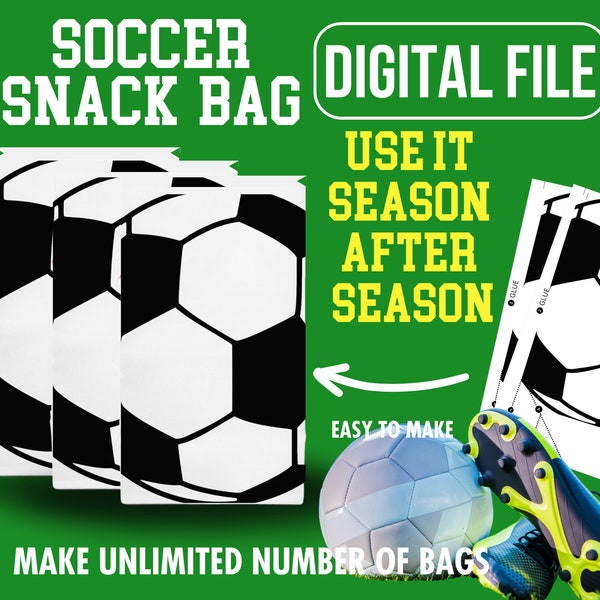 Soccer Game Snack Bag Digital File, Soccer Team Gift Snack Bag Downloadable, Soccer party favor bag DIY