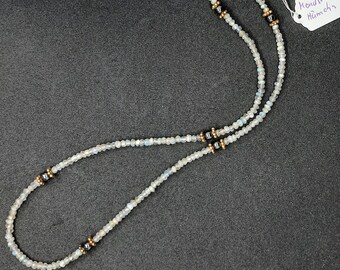 delicate labradorite chain with hematin beads and gold-plated intermediate parts