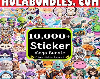 10,000+ Sticker Mega Bundle, Digital Sticker Pack, Sticker Bundle, Printable Stickers, Sticker Design, Sticker PNG Files, Sticker Download