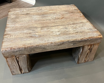 table basse rustique en bois ancien chêne, table à poutres de grange, table en bois, table de ferme, table de salon, antiquité, bois antique