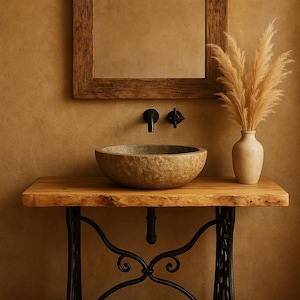 "Tailor" washbasin in ash, on sewing machine base