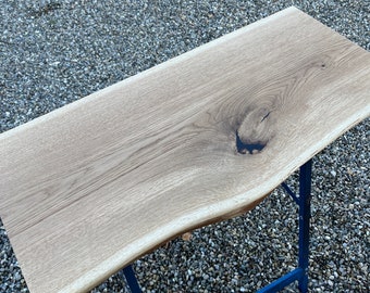 Waschtisch massiv Holz Eiche Holzplatte Aufsatzbecken Baumkante Zuschnitt geölt Regal