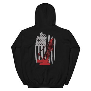 American Flag Crane Hoodie, American Flag Crane sweater, Crane Operator Hoodie, Crane Operator Pullover, Union Worker Hoodie, Crane Hoodie