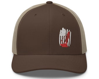 Sombrero snapback del operador de la grúa - sombrero de la grúa FLag - sombrero bordado - sombrero de la bandera americana