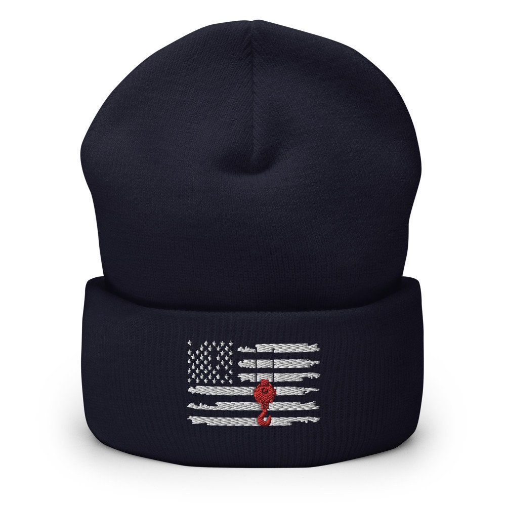 Operador de grúa gorro con puños - sombrero de punto - gorro - regalo para los hombres - gorro de invierno - gorro bordado