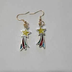 Handmade Resin earrings, shooting star earrings, dangle earrings