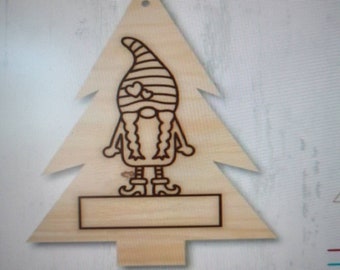 Laser cut wood ornament, Christmas ornament, handpainted ornament, gnome ornaments, personalized ornaments
