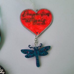 Dragonflies appear whenever angels are near ornament, dragonfly memorial ornament