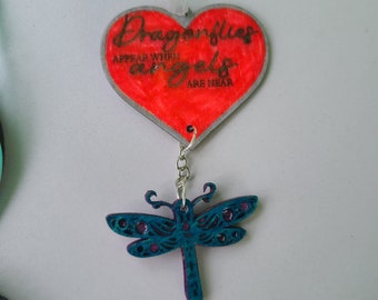 Dragonflies appear whenever angels are near ornament, dragonfly memorial ornament