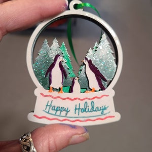 Layered laser cut wood ornament, Christmas ornament, handpainted ornament, Christmas tree