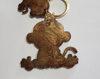 Monkey keychain, Resin Monkey keychain