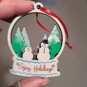 Layered laser cut wood ornament, Christmas ornament, handpainted ornament, Christmas tree