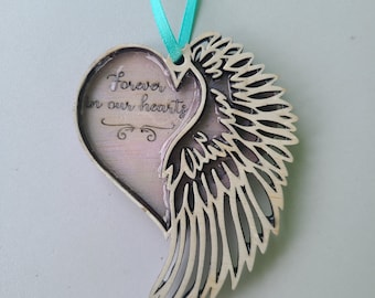 Memorial ornament, forever in our hearts, memorial keepsake