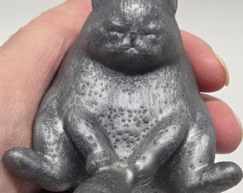 Estatua de gato gruñón de resina: decoración de gatitos hecha a mano