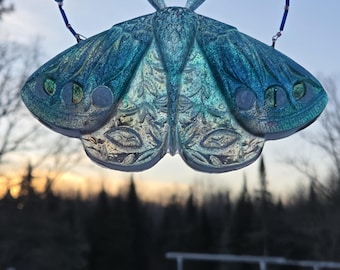 Atrapasueños de polilla luna de resina, decoración con tinta de alcohol con purpurina