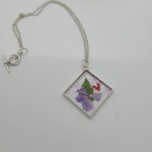 Dried flower Resin pendant necklace, diamond bezel, hippie necklace,  hippie jewerly