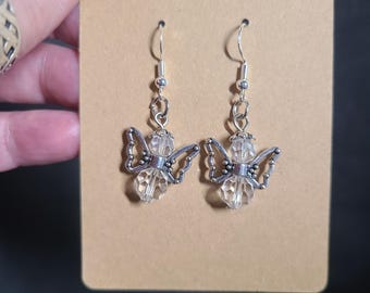 Crystal bead Angel Earrings: Religious Dangle Earrings