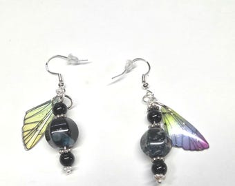 Handgemachte Schmetterlingsflügel Ohrringe: Acryl und Stein Ohrringe