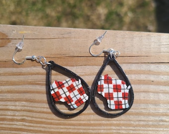 Handpainted Wisconsin Earrings: Laser Cut Wood State Jewelry