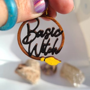 Wooden basic witch earrings,  handpainted earrings,  witch earrings, wiccan earrings