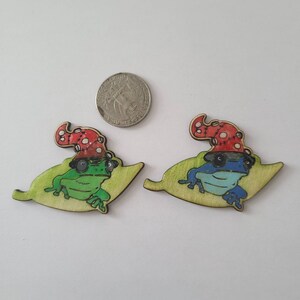 Frog magnets, refrigerator magnets, mushroom frog magnets, witch frog magnets