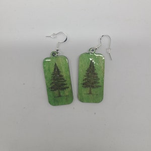 tree earrings, pine tree earrings, nature earrings