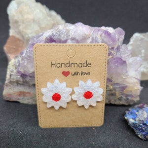 Handmade earrings, poinsettia earrings, post earrings, minimalist earrings, christmas earrings