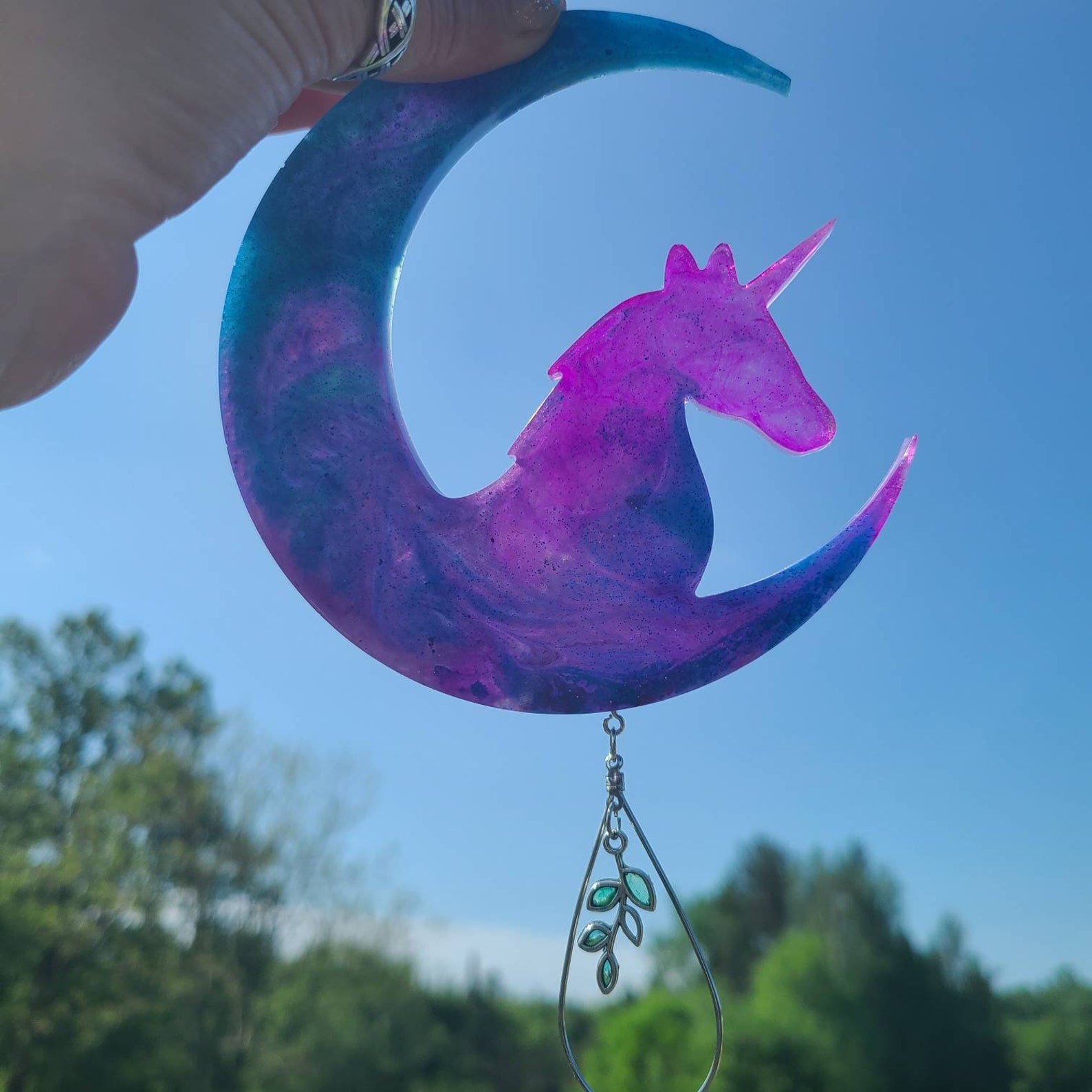 Resin sun catcher Rainbow unicorn unicorn suncatcher decor Etsy