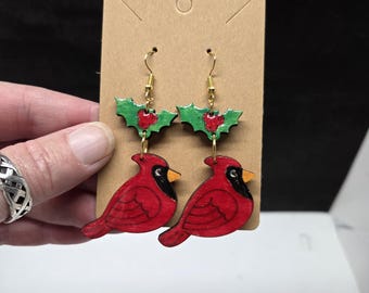 Pendientes de pájaro cardenal
