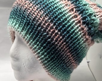 Gorro de punto holgado hecho a mano: gorro texturizado