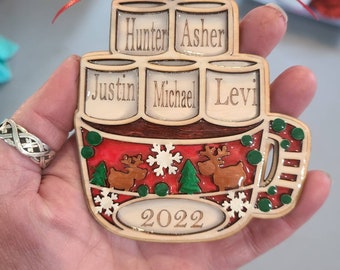 3D hot chocolate ornament, personalized hot chocolate ornament