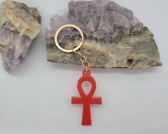 Resin Ankh Keychain: Egyptian Symbol, Antique Gold