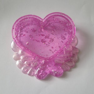 Heart trinket box with lid, heart with wings trinket box