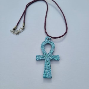 Resin Ankh necklace, Resin pendant necklace, Ancient Eygptian hyrogliphic jewelry