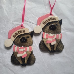 Personalisierte Schwein Weihnachtsverzierung: Handbemaltes Holz