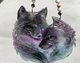 Atrapasueños de lobo de resina, decoración de lobo