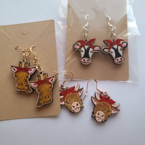 Animal earrings, farm earrings,, Statement earrings