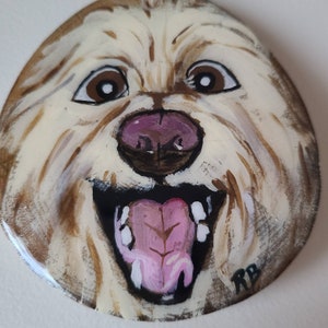 Labradoodle, hand painted on live edge wood,  labradoodle art, labradoodle painting, labradoodle decor