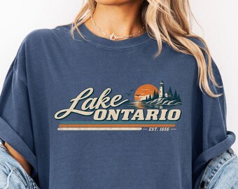Vintage Lake Ontario Lighthouse Tee, Retro Great Lakes Sunset Shirt (Comfort Colors®)