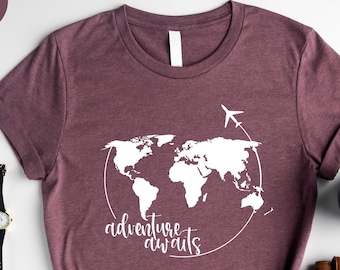 Adventure Shirt, Traveler Shirt, World Traveler Shirt, Travel TShirt, Travel Lover Gift, World Map Shirt, Vacay Shirt, Adventure Lover Gift