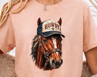 Howdy Shirt, Western TShirt, Cowgirl T-Shirt, Horse Lover Gift, Country Girl Shirt, Country Music Shirt, Rodeo Shirt, Horse Graphic Tee