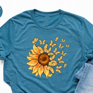 Sunflower Butterfly Shirt | Butterfly Shirt | Sunflower Lover Shirt | Mothers Day Gift Shirt | Flowers T-shirt | Botanical Tee | Plant Lover