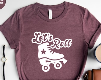 Let's Roll T-Shirt: 90s Roller Skate Graphic Tee