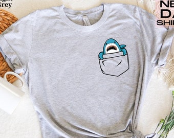 Pocket Shark T-Shirt, Cute Animal Lover Tee