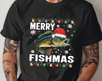 Camiseta Merry Fishmas, regalo navideño para pescadores